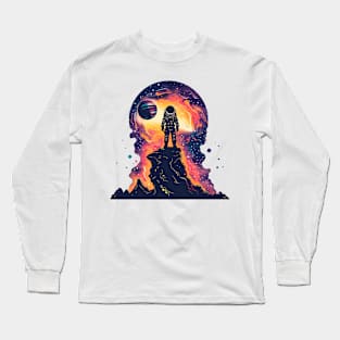 A silhouette of alone astronaut standing Long Sleeve T-Shirt